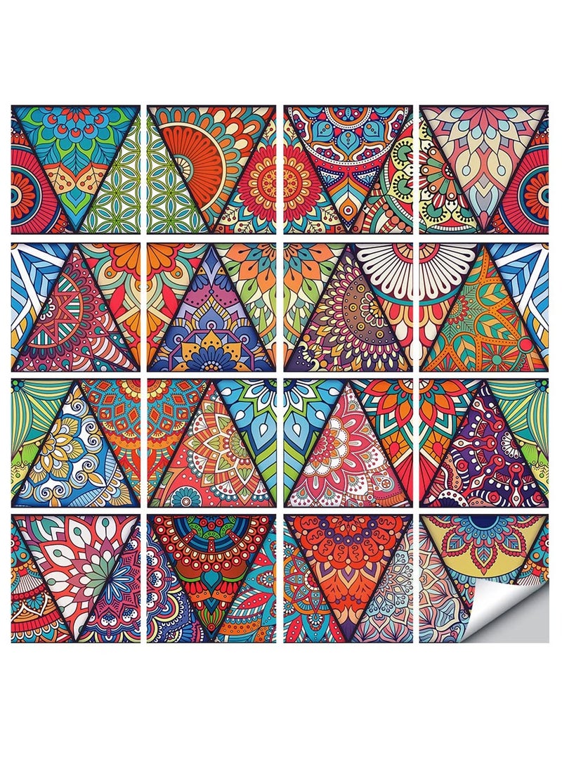 SYOSI Mandala Style Decorative Tile Stickers, Peel and Stick, 16 Pcs 6 x 6 in Self Adhesive Removable Backsplash, Waterproof for Kitchen, Bathroom, Furniture, Staircase, Home Decor, Retro Art Wall Decals - Image 1