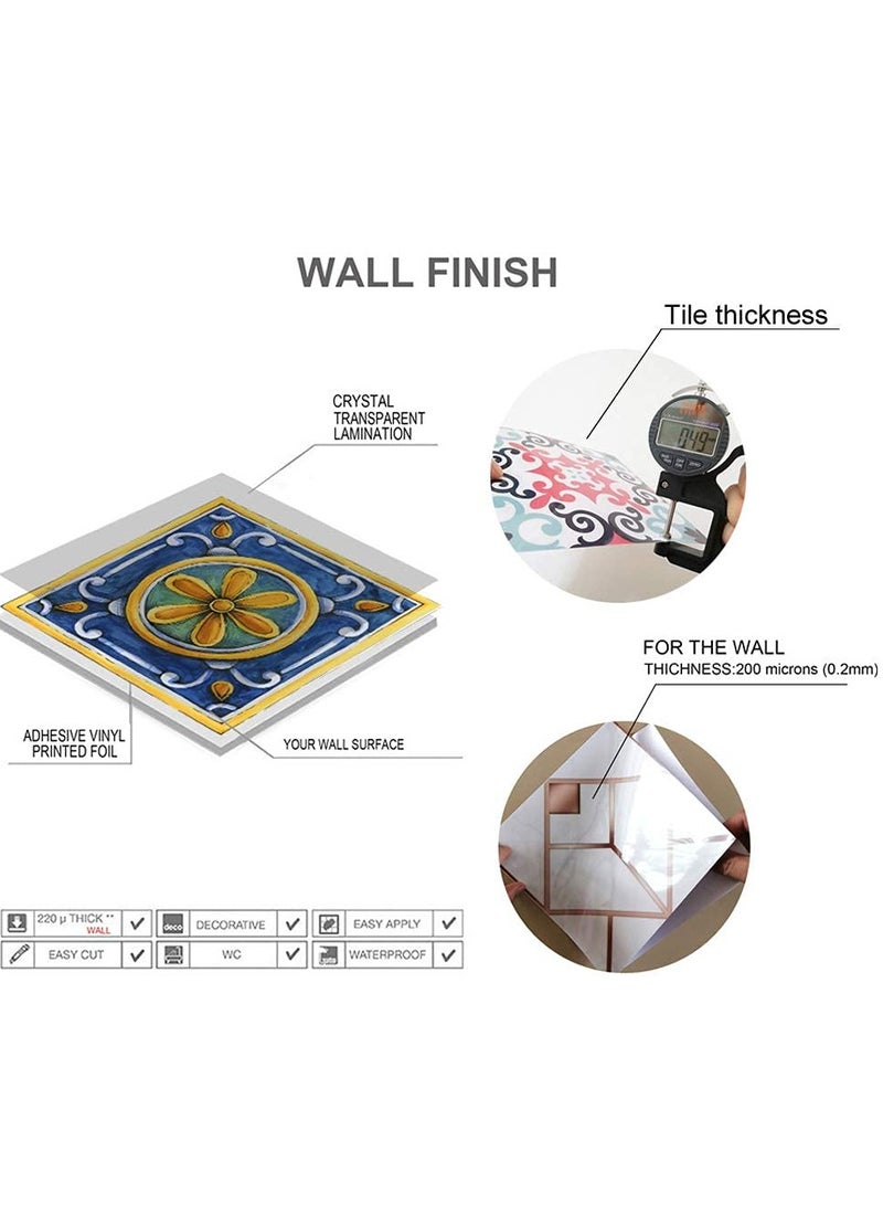 SYOSI Mandala Style Decorative Tile Stickers, Peel and Stick, 16 Pcs 6 x 6 in Self Adhesive Removable Backsplash, Waterproof for Kitchen, Bathroom, Furniture, Staircase, Home Decor, Retro Art Wall Decals - Image 3