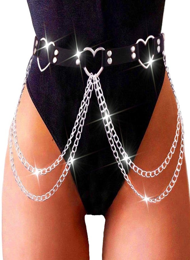 CLOACE Leather Waist Chain Belt Heart Rave Belt for Women - Image 1