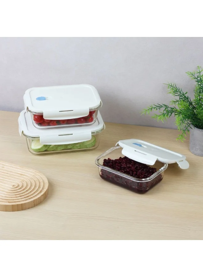DANUBE HOME Chef’s Delight Glass Lunch Box Set 640ml 1040ml 1520ml Airtight