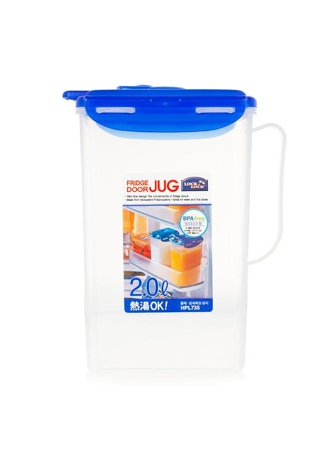 LOCK & LOCK LocknLock 2L Fridge Door Jug with Resealable Flip-Top - Airtight, BPA-Free, Microwave, Freezer, and Dishwasher Safe  - Image 2