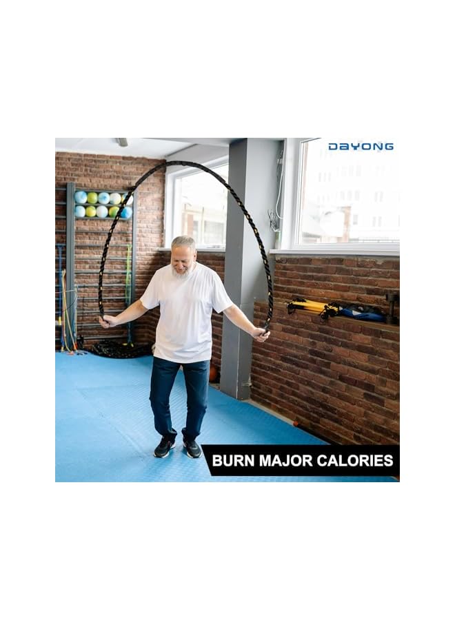 DAYONG حبل قفز مثقل - 3م، حبال تخطي ثقيلة للبالغين، حبل تدريب القوة لصالة الألعاب الرياضية المنزلية، تدريب أساسي، قدرة تحمل، بناء العضلات والتمارين الهوائية. - Image 5
