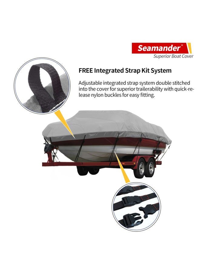 Seamander Boat Cover,23ft-24ft Heavy Duty 600D Waterproof Boat Cover,Fit V-Hull Tri-Hull Fishing Ski Pro-Style Bass Boats, Full Size (Model F: Fits 23'-24'L X 102" Beam Width, Grey) - Image 5