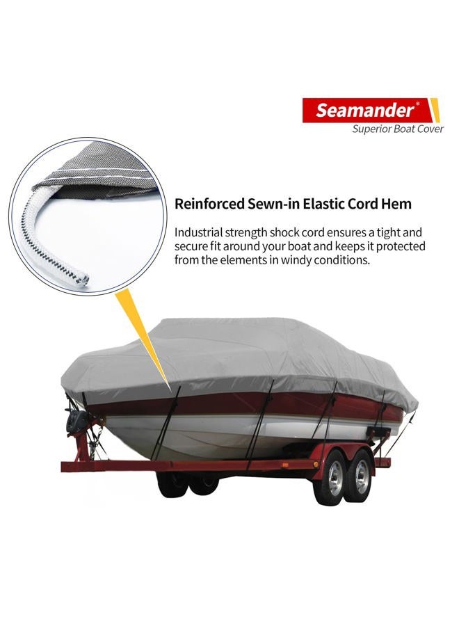 Seamander Boat Cover,23ft-24ft Heavy Duty 600D Waterproof Boat Cover,Fit V-Hull Tri-Hull Fishing Ski Pro-Style Bass Boats, Full Size (Model F: Fits 23'-24'L X 102" Beam Width, Grey) - Image 4