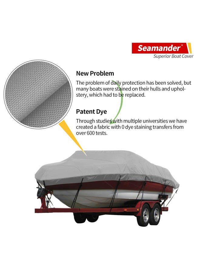 Seamander Boat Cover,23ft-24ft Heavy Duty 600D Waterproof Boat Cover,Fit V-Hull Tri-Hull Fishing Ski Pro-Style Bass Boats, Full Size (Model F: Fits 23'-24'L X 102" Beam Width, Grey) - Image 3