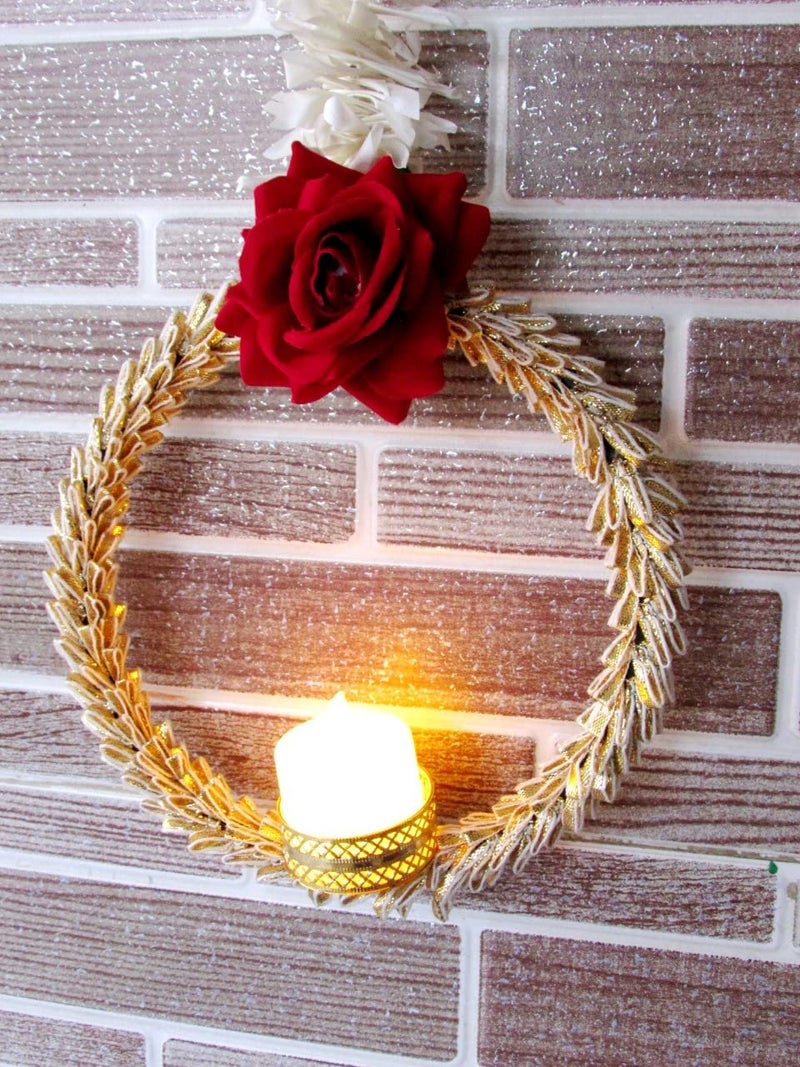 thriftkart 2pc Gajra String Door Hanging White Rose and T Light Holder Decoration Item for Home Decor25 Ft 2 Strings - Image 4