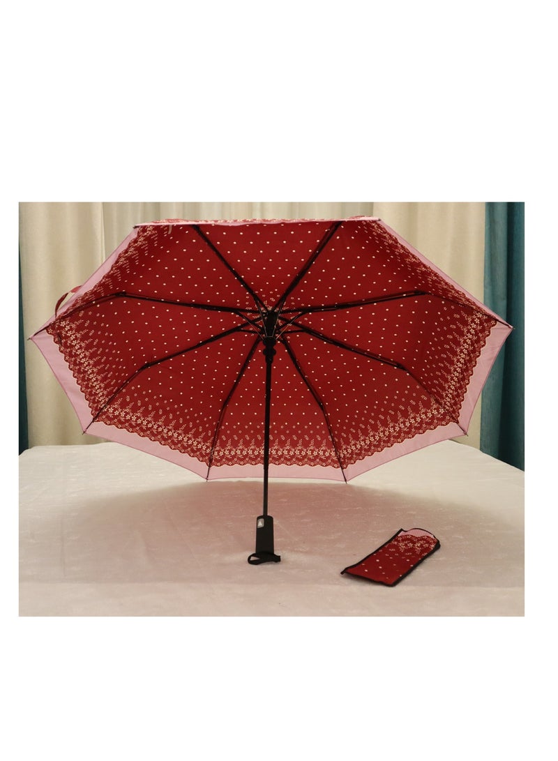 Yuwell Windproof Large Umbrella For Rain Automatic Open Wind Resistant Umbrellas For Adult Men And Women Travel Umbrella Auto Open For Windproof, Rainproof & UV Protection Maroon/White - Image 4