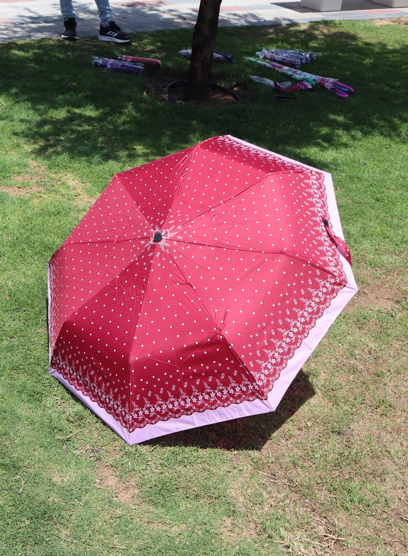 Yuwell Windproof Large Umbrella For Rain Automatic Open Wind Resistant Umbrellas For Adult Men And Women Travel Umbrella Auto Open For Windproof, Rainproof & UV Protection Maroon/White - Image 2