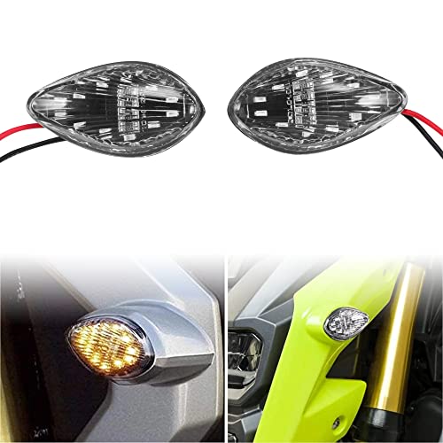 HUSUKU LED Front Flush Mount Turn Signal Light Brake Blinker Indicator Market Lamp for Honda Grom 2014-2018 -Smoke Lens (Pack of 2) (Transparent Len) - Image 1