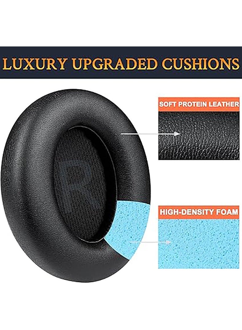 Earpads Replacement for Anker Soundcore Space Q45 Headphones, Ear Pads Cushions with Softer Protein Leather, Noise Isolation Foam - Black - Image 4