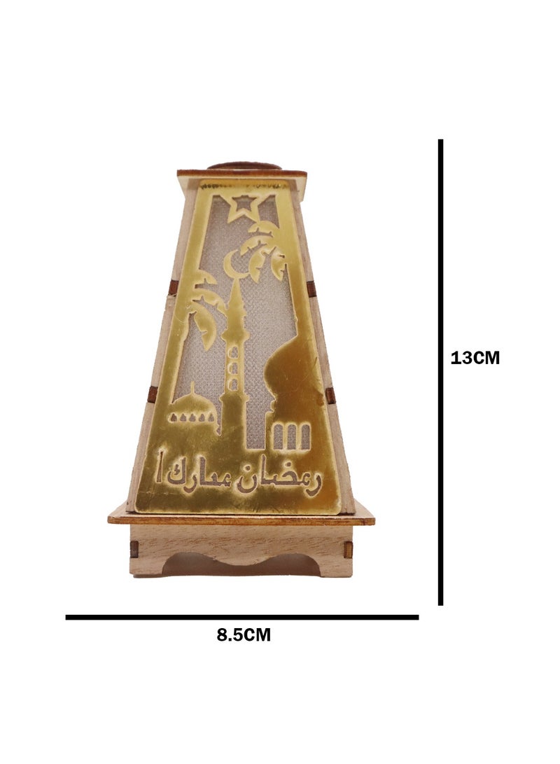 يوويل 3 قطع خشبية فانوس رمضان رمضان مبارك ديكور ضوء العيد مصباح فانوس للاستخدام الداخلي والخارجي ديكور ضوء رمضان - Image 5