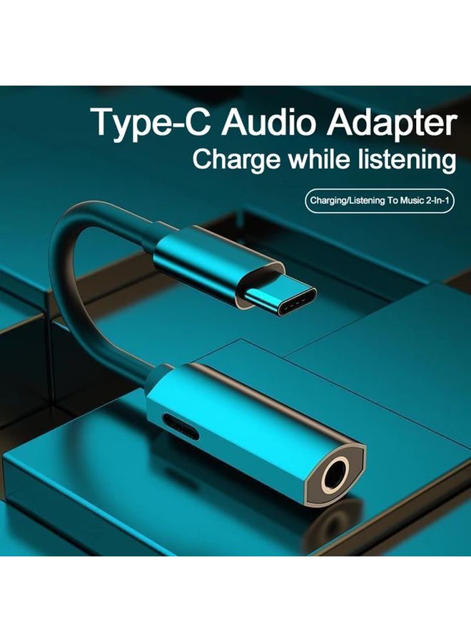 Black 2 in 1 USB C to 3 5mm Audio Adapter and Charger for Samsung Galaxy S24 S23 S22 Ultra A54 A53 - Image 4