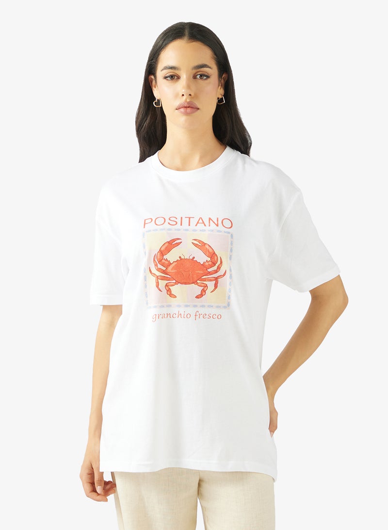 Ginger Cotton Oversize Travel Graphic T-shirt - Image 1