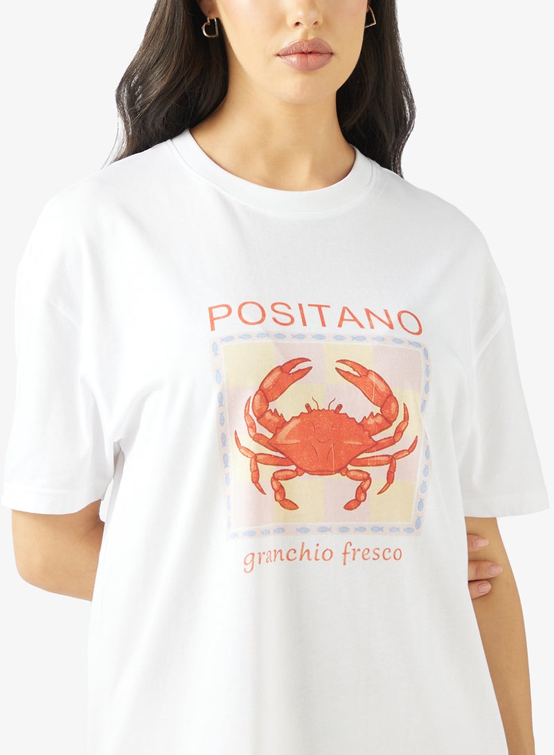 Ginger Cotton Oversize Travel Graphic T-shirt - Image 3