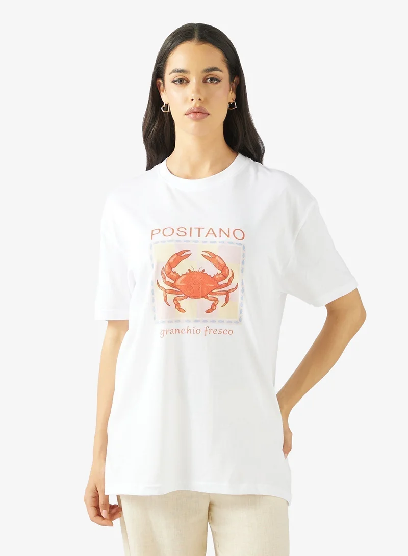 Ginger Cotton Oversize Travel Graphic T-shirt