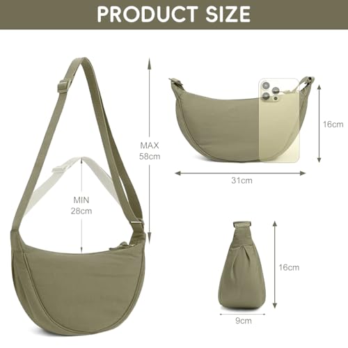 GUSTAVE® Crossbody Bags for Women and Men, Fashion Minimalistic Nylon Hobo Bag, Unisex Lightweight Shoulder Bag with Adjustable Strap, Water-Resistant, Compact Yet Spacious, 33x10x17cm - Image 2