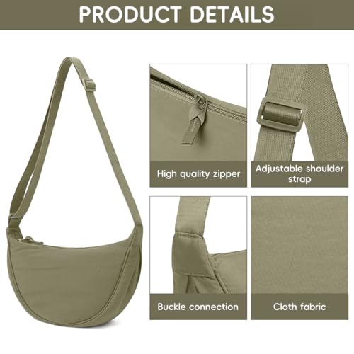 GUSTAVE® Crossbody Bags for Women and Men, Fashion Minimalistic Nylon Hobo Bag, Unisex Lightweight Shoulder Bag with Adjustable Strap, Water-Resistant, Compact Yet Spacious, 33x10x17cm - Image 3