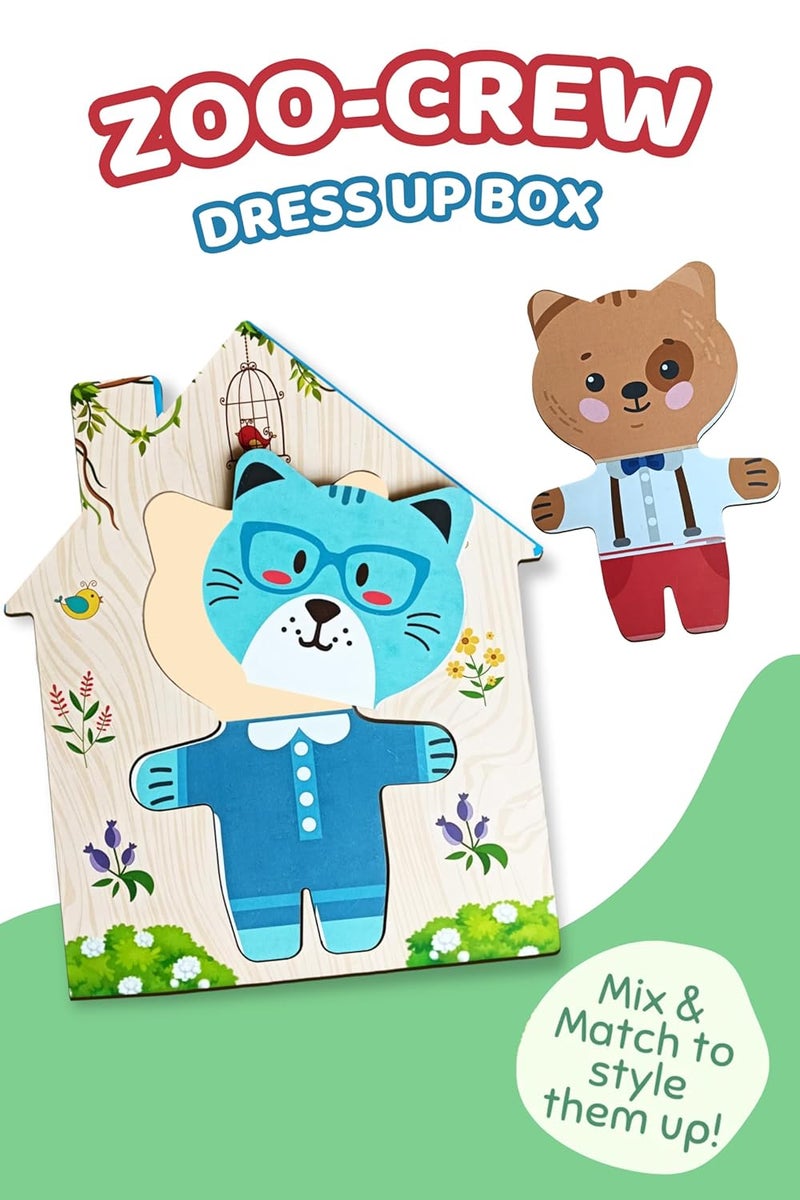 Webby Wooden Animal Dress-Up Puzzle Box | Mix and Match Outfits | Pretend Play Toy | Creative Educational Game for Montessori and Preschool Kids | Birthday Gift for Boys & Girls - Image 4
