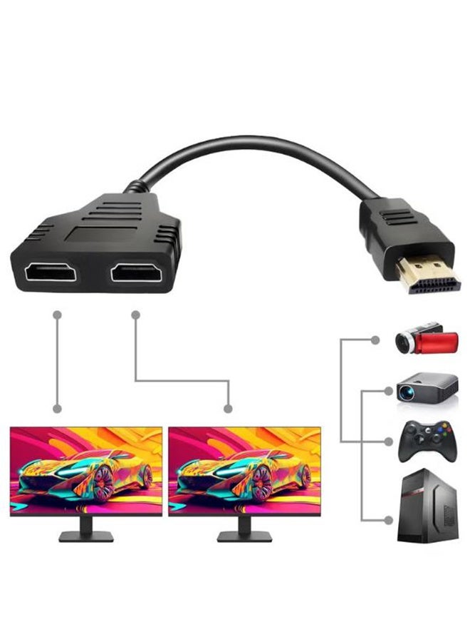 HDMI Splitter Cables Male 1080P to Dual HDMI Female 1 to 2 Way HDMI Splitter Adapter Cable for HDTV HD, LED, LCD, TV, Support Two TVs at The Same Time  - Image 1