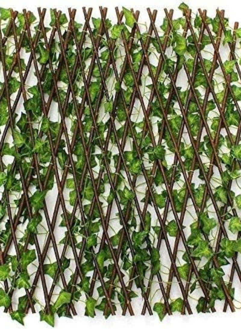 HYXC Expandable Wooden Fence with Artificial Green Leaves Decoration for Balcony,WOODEN FENCE - Image 3