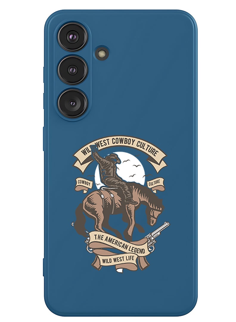 Theodor Protective Slim Fit Case Liquid Silicone Cover with Full Body Protection Anti-Scratch Shockproof Case For Samsung Galaxy S25 Plus (Blue) - Wild west cowboy - Image 1