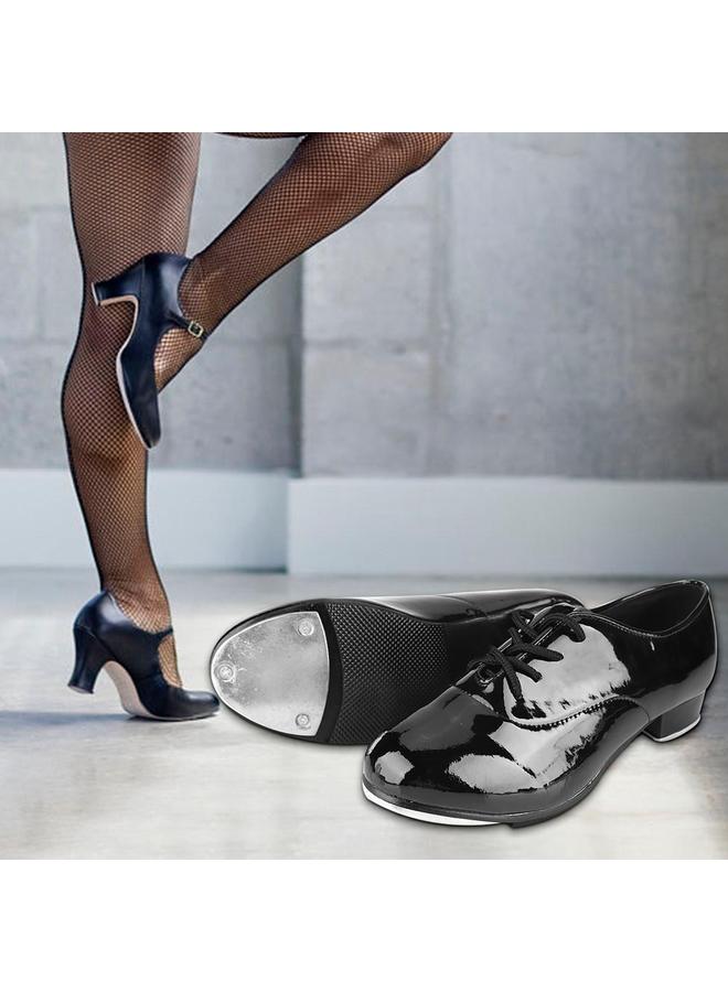 Fashion Boy Tap Dance Step Dance PU Leather Shoes Dance Shoes (Black 34)