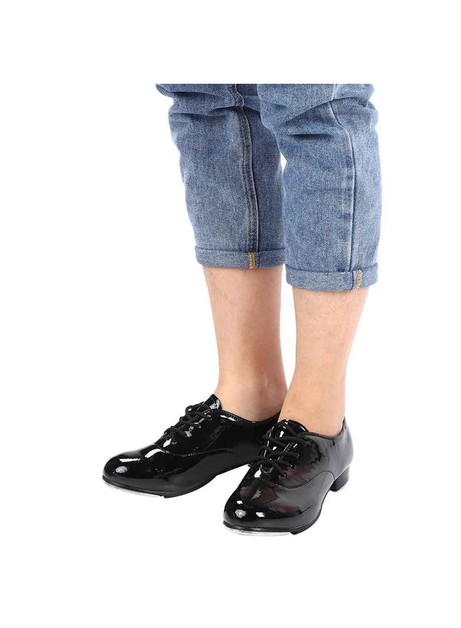 Fashion Boy Tap Dance Step Dance PU Leather Shoes Dance Shoes (Black 34)