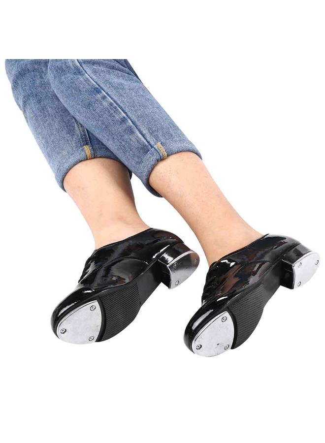 Fashion Boy Tap Dance Step Dance PU Leather Shoes Dance Shoes (Black 34)