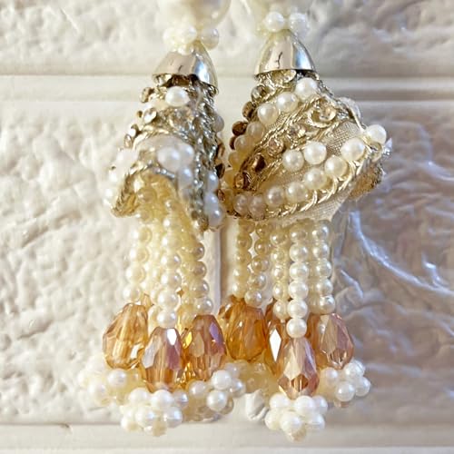 Adikala Craft Store Handmade Ethnic Latkan Tassel Set of 2 for Saree Pallu, Blouse, Suits, Dupatta, Lehenga Decor (Silver 1L) - Image 3