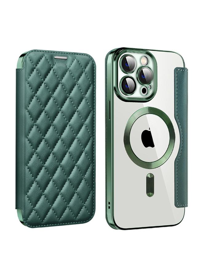 S-TOP Case For iPhone 13 Pro Shield Magsafe RFID Anti-theft Rhombus Leather Phone Case - Image 1