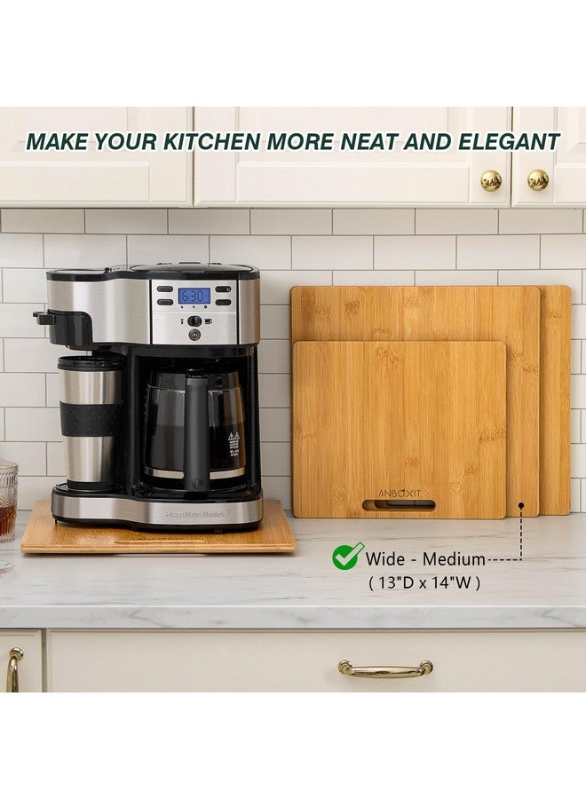 ANBOXIT Bamboo Appliance Slider, Sliding Tray for Coffee Maker, Kitchen Countertop Appliance Rolling Tray, Coffee Pot Slider Tray with Rubber Wheels, Wide - Medium (13"D x 14"W) - Image 3