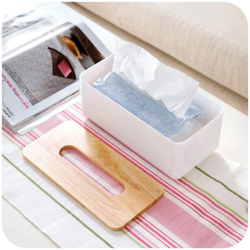 Apidian Wood Tissue Box Cover for Disposable Paper Facial Tissues, Wooden Rectangular Tissue Holder for Storage on Bathroom Vanity, Countertop, Bedroom Dresser, Night Stand, Desk (2) - Image 2
