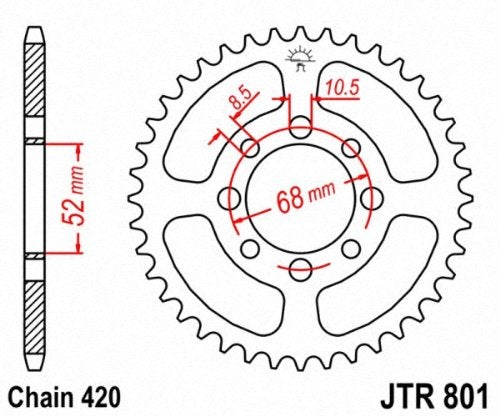 جي تي JT Sprockets JTR801.32 32T ضرس خلفي فولاذي - Image 2