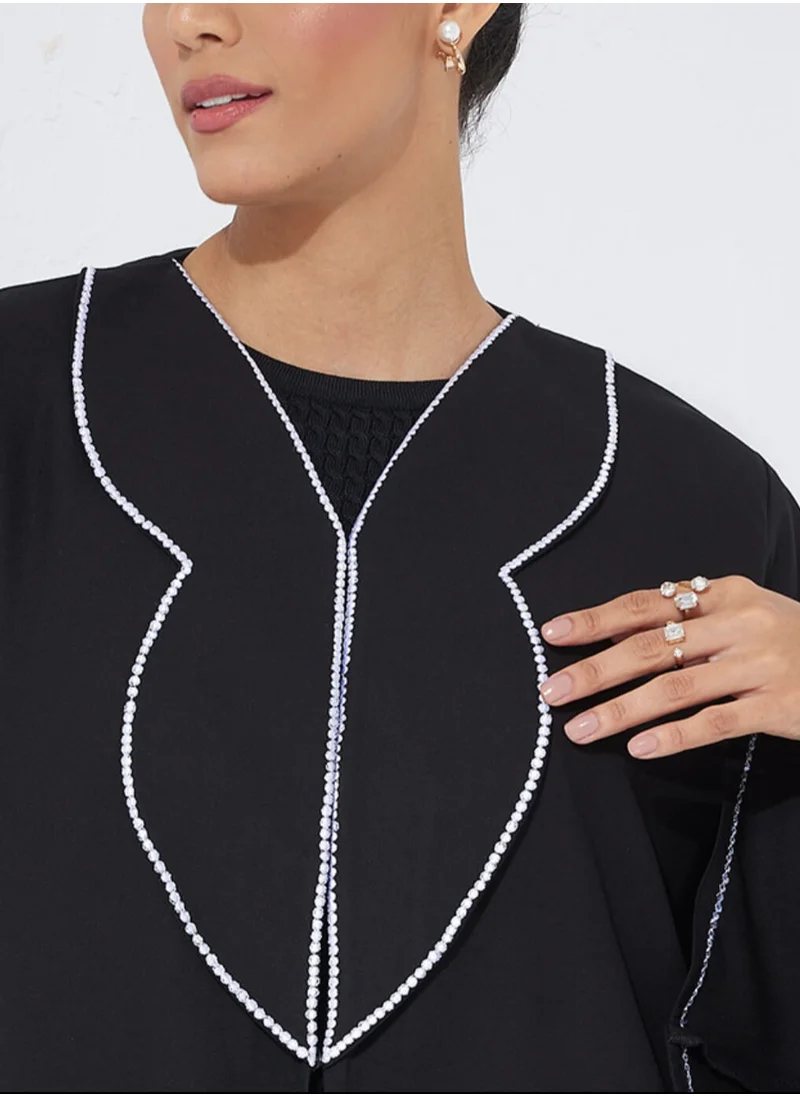 Rosette Abaya Rabbit Neck