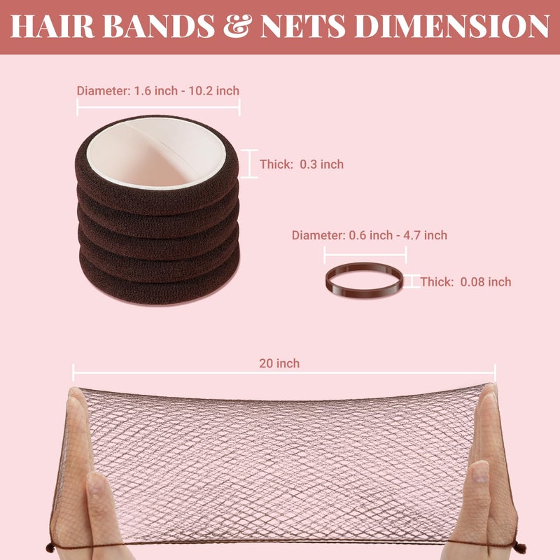 IKOCO 415pcs Bobby Pins Hair Pins Set, 200pcs U Shaped Pins & Elastic Hair Ties for Women with Hair Net, Brown - Image 4