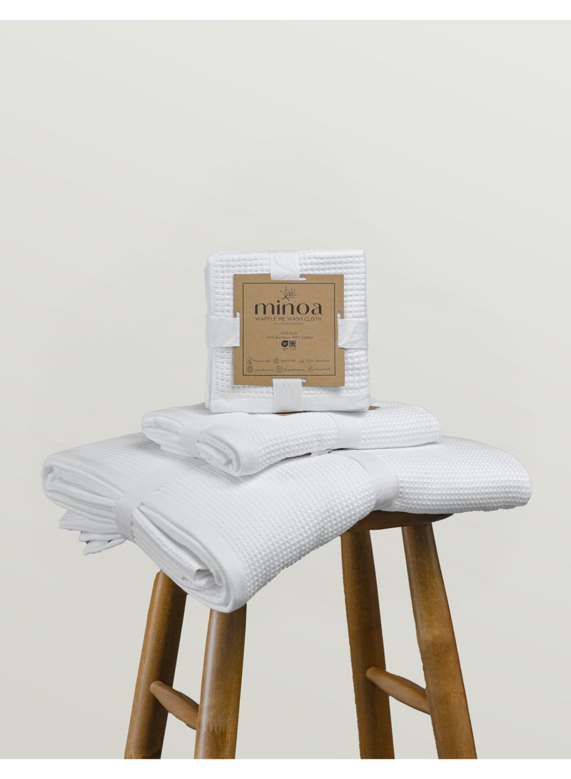 Minoa Waffle Bamboo Washcloth Towels - Image 1