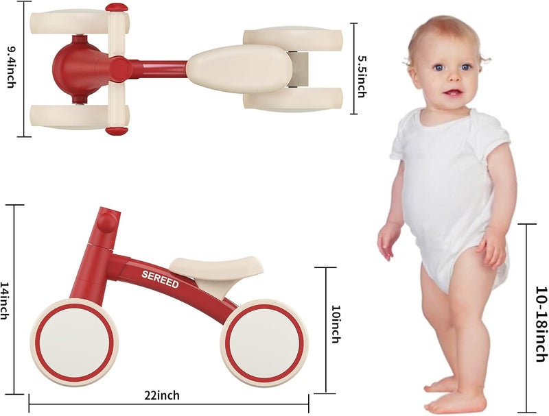 SEREED Baby Balance Bike for 1 Year Old Boys Girls 12-24 Month Toddler Balance Bike, 4 Wheels Toddler First Bike, First Birthday Gifts - Image 3