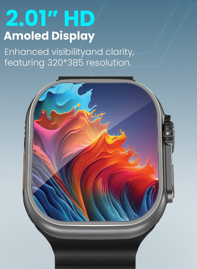 Moxedo Moxedo Lexor+ Smart Watch for Android & iOS with 2.04" Super AMOLED Display – Bluetooth Calling, Chat GPT, 100+ Sports Modes, Fitness & Health Tracker, IP68 Waterproof – Black - Image 2