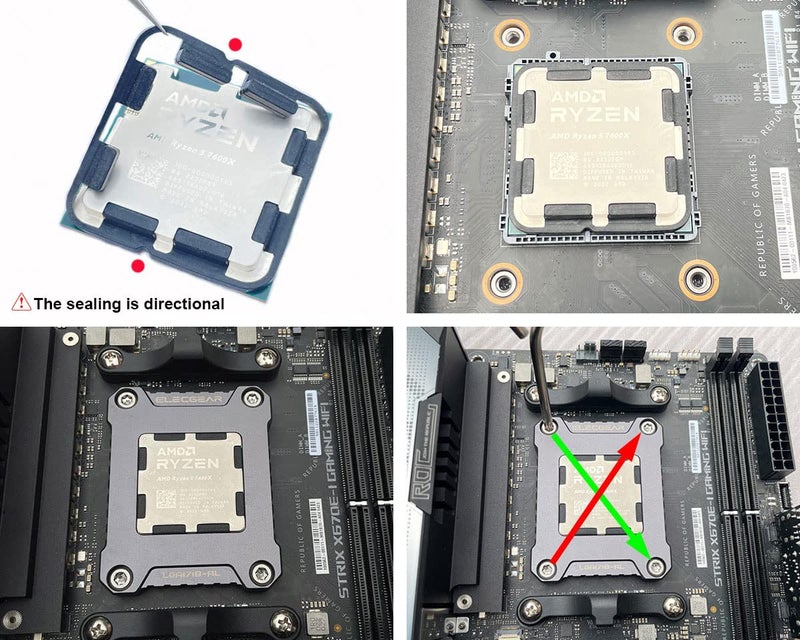 ElecGear CPU Contact Frame for AMD Ryzen 7000, 8000, 9000 Desktop Processor, Aluminum Mod ILM for AMD AM5 LGA1718 Socket, Replacement CPU Fixing Buckle with Thermal Paste Guard - Image 4