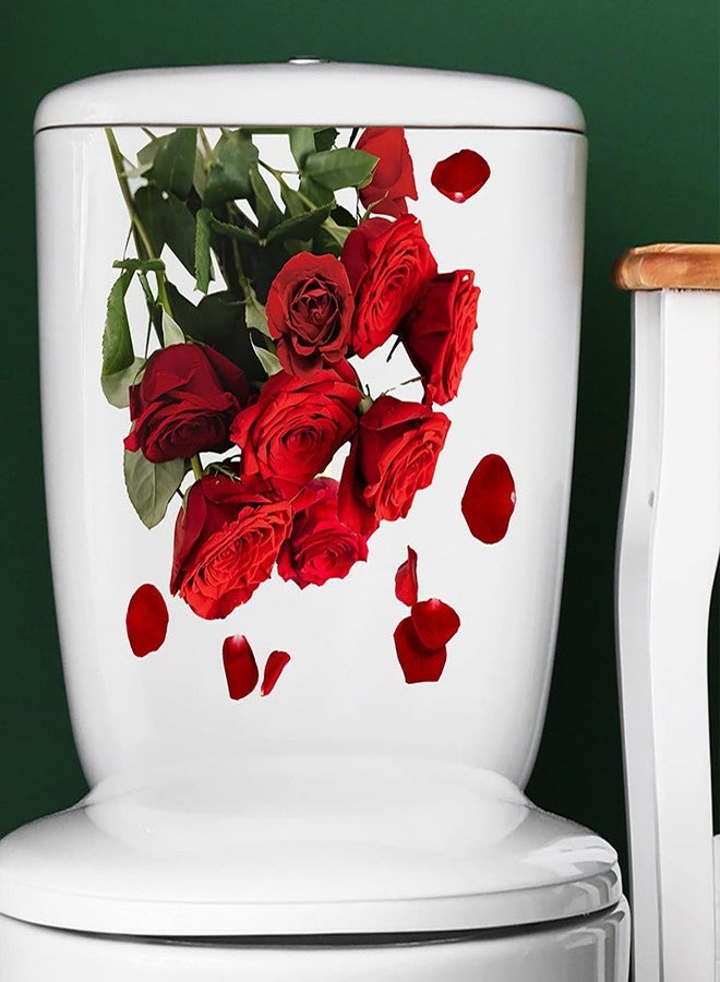AUOCATTAIL Valentine Toilet Sticker Red Heart Rose Flower Toilet Lid Tank Decals Bathroom Wall Stickers Art Decoration - Image 5