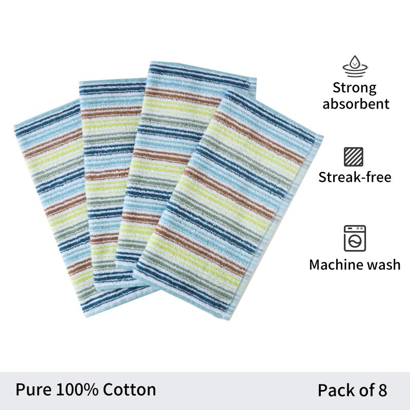 Oeleky Kitchen Dishcloths for Washing Dishes, Ultra Absorbent Dish Rags, Cotton Cleaning Cloths Pack of 8, 12x12 Inches (mix-1, 12x12 inch) - Image 4