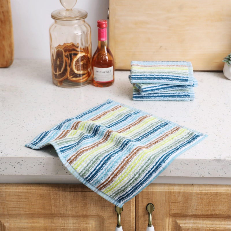 Oeleky Kitchen Dishcloths for Washing Dishes, Ultra Absorbent Dish Rags, Cotton Cleaning Cloths Pack of 8, 12x12 Inches (mix-1, 12x12 inch) - Image 2