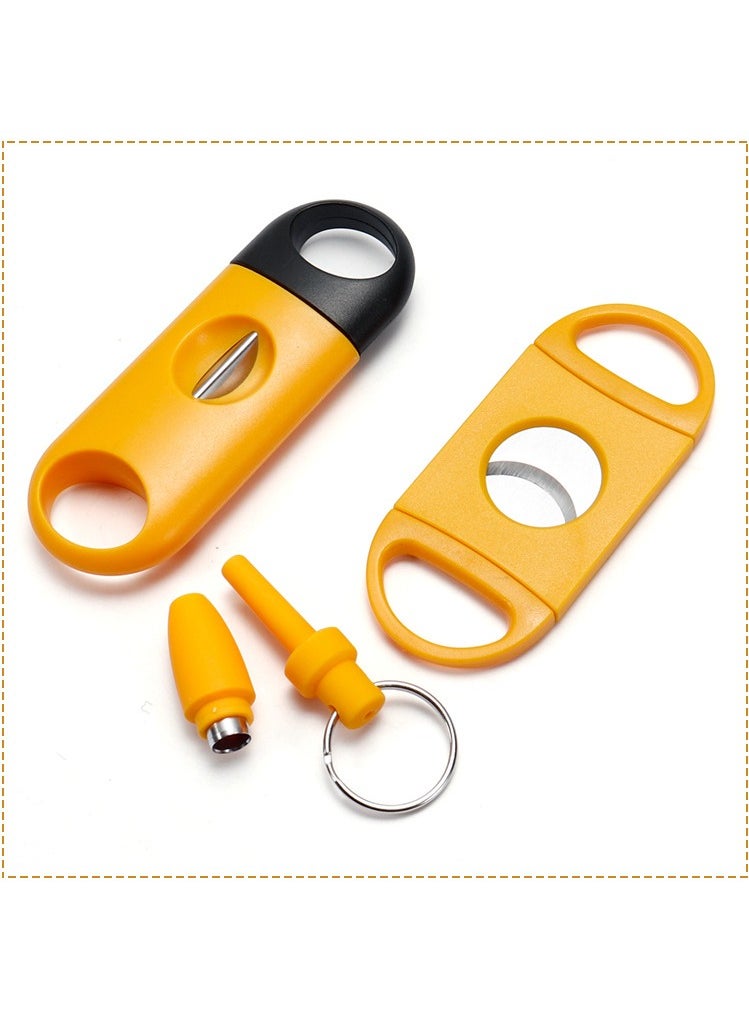 JiFENG 3 Piece Cutter Set, Stainless Steel V-Cut Cutter and Guillotine and Punch - 3 Pack(Color:Yellow)  - Image 2