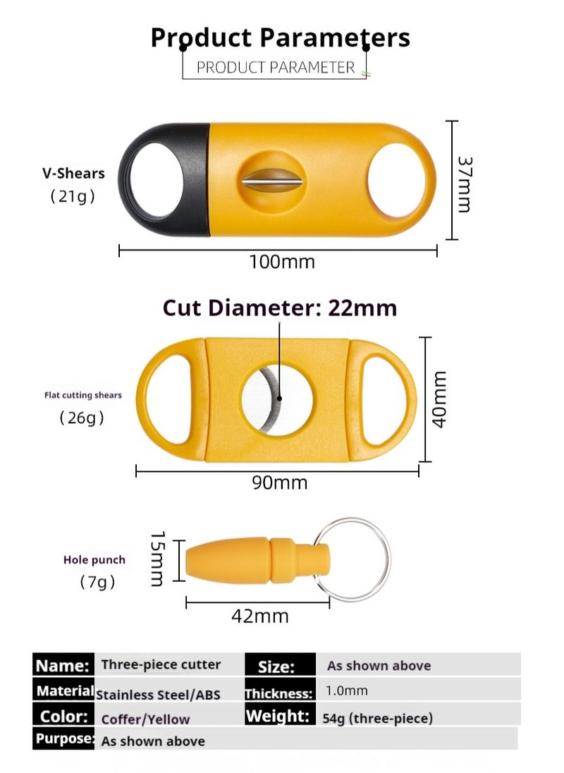 JiFENG 3 Piece Cutter Set, Stainless Steel V-Cut Cutter and Guillotine and Punch - 3 Pack(Color:Yellow)  - Image 3