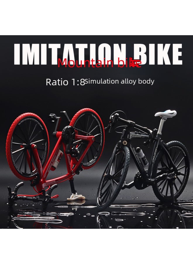 Hot Sale Simulation 1:8 Alloy Mountain Folding Bike Alloy Model Toy Mountain Bike Model-Color:360 Degree Mountain Bike-boxed-Red  - Image 3