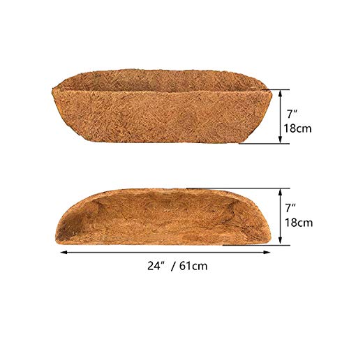 HHTHH 2pcs Trough Coco Liner 24 inch Wall Planter Replaceable Coco Liner for Window Box, Fence Flower Baskets - Image 2
