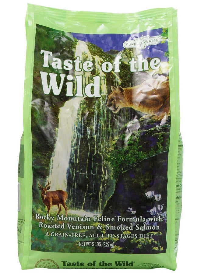تيست أوف ذا وايلد طعام القطط الجاف من Taste of the Wild، لحم الغزال المشوي من جبال روكي، سمك السلمون المدخن، خالٍ من الحبوب، 5 رطل.