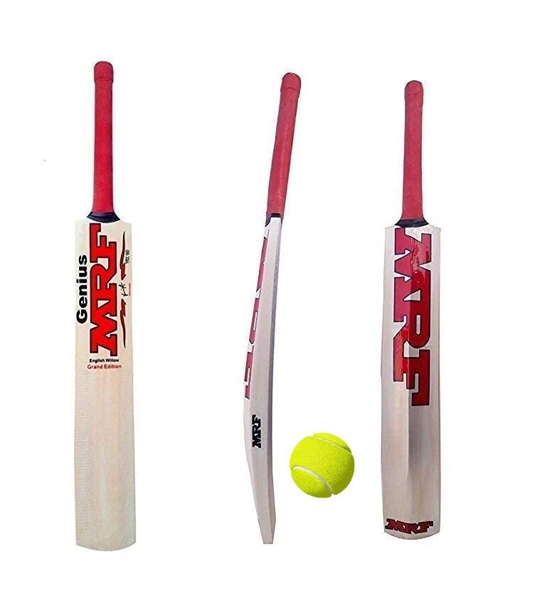 PMG Popular Willow Cricket Bat with PVC Wicket Set & 1 Tennis Ball for Kids, Boys, Girls, Men, Wood (Size 4 Age 8-11 Years) - Image 1