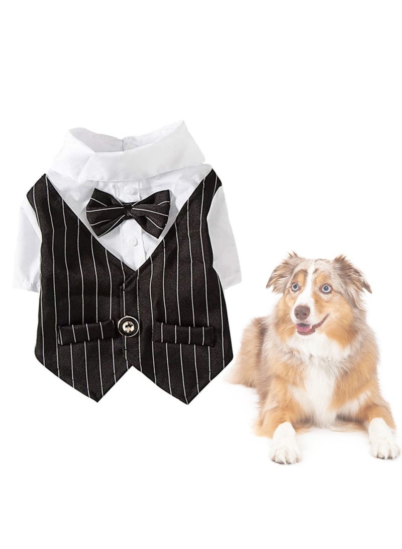 SYOSI P e t Clothes Dog Clothes, Bow Tie Costume, Dress-up Formal Tuxedo Suit for Puppy Teddy Cat Small Pet Indoor Wedding Party Outfit Black Size M  - Image 1
