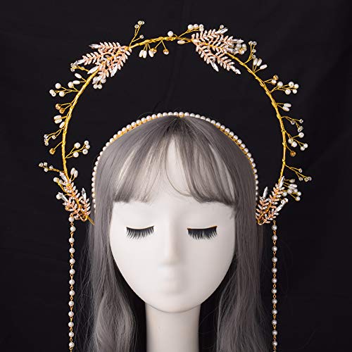 BLESSUME Halo Crown Mary Goddess Headband Women's Halloween Costume Goddess Headpiece (Style 12) - Image 4
